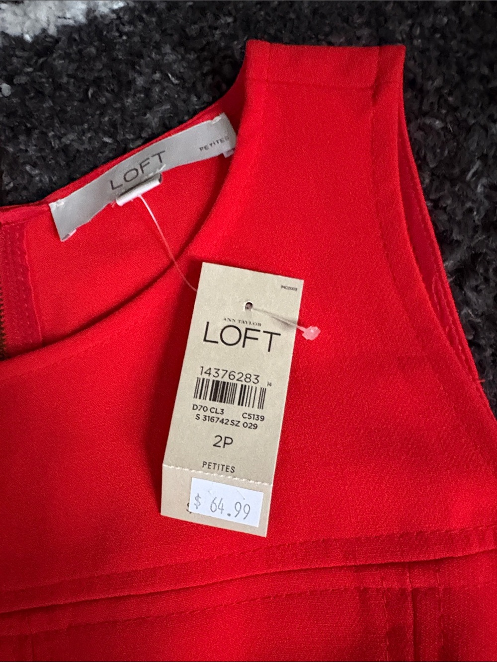 LOFT Red Sleeveless Fit-and-Flare Mini Dress - Picture 3 of 7
